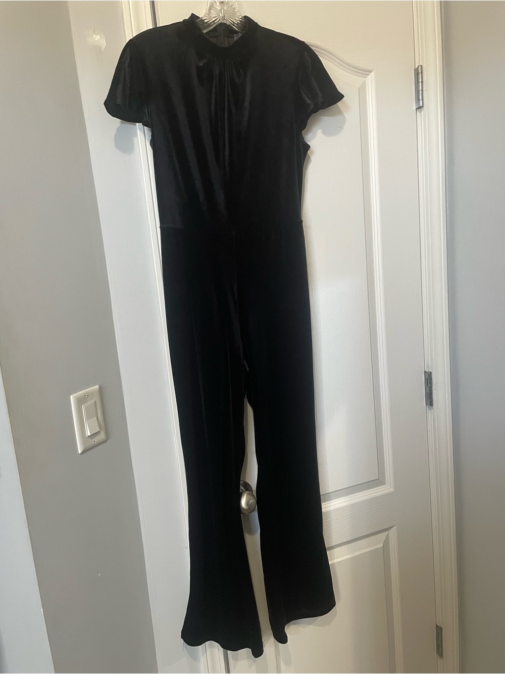 ModCloth Black Velvet Short-Sleeve Jumpsuit NWT